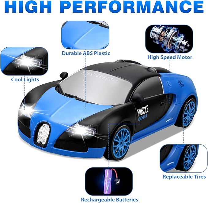 Coche teledirigido drift 1:24 BUCATTI AZUL - additional image 12